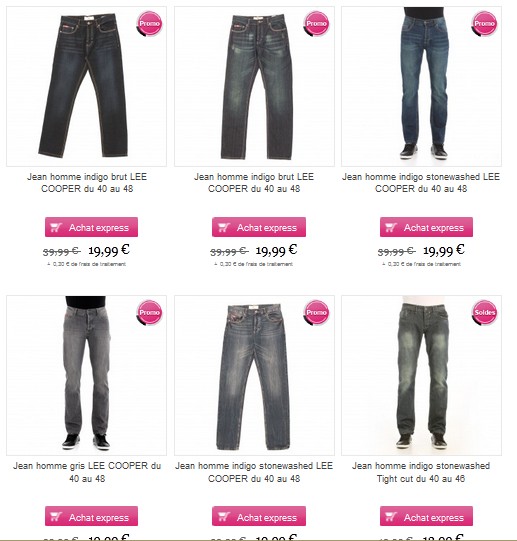 Moins 50% sur les jeans Lee Cooper chez VetAffaires (19,99 euros)