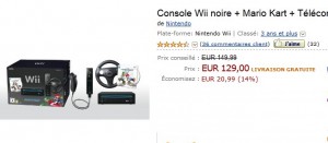 PROMO Console Wii noire + Jeu Mario Kart + Télécommande Wii Plus et Volant Wii noir à seulement 129 euros (entre 135 et 160 ailleurs)