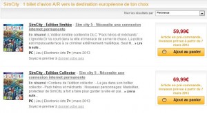 Un jeu Sim City précommandé sur la FNAC = 1 billet d’avion gratuit 