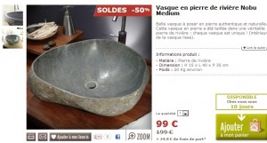 Vasque en pierre authentique de rivière à seulement 123,90 euros (port inclus) au lieu du double