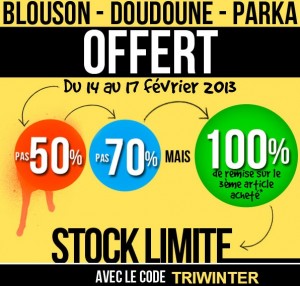 2 blousons, parkas ou doudounes achetés = la troisième gratuite (Code promo Delaveine)