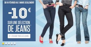 10 euros de reductions sur Jeans et Jupes en jeans Cache Cache