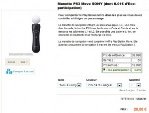 20 euros la Manette PS3 Move SONY (port inclus)