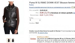 24 euros (port inclus) au lieu de 95 le Blouson femme Puma