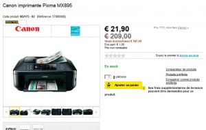 28,90 euros Imprimante Canon Pixma MX895 livrée (vendu normalement pas moins de 160 euros) Super bon plan