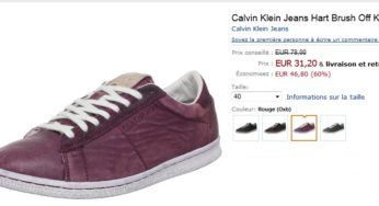 31,20 euros les baskets Calvin Klein au lieu de 78 euros