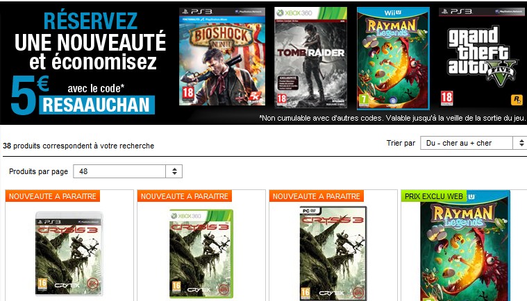 5 euros de réduction immédiate sur tous les jeux vidéo en précommandes