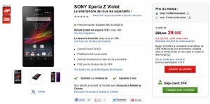 BON PLAN Sony XPERIA Z SFR