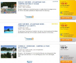 Camping 7 nuits 150 euros Carrefour