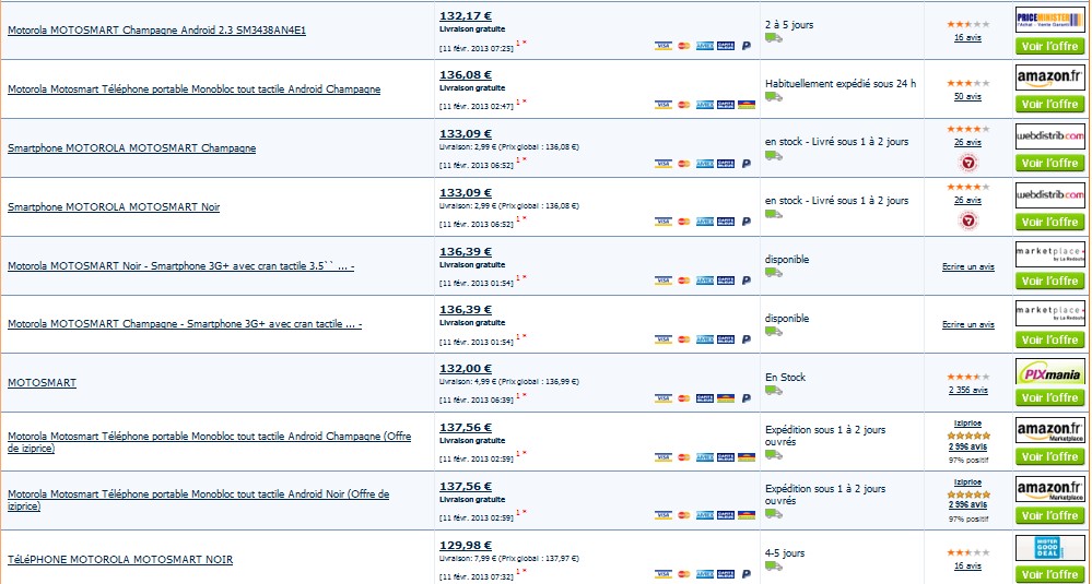 79 euros le téléphone Androïd Motorola Motosmart débloqué – vendu normalement entre 130 et 150 euros