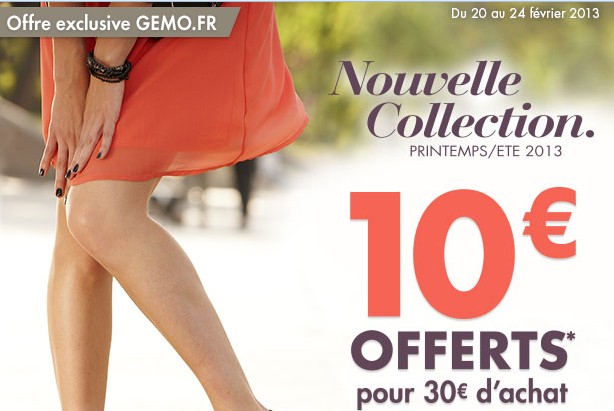 Bon plan Gemo 10 euros pour 30 euros d’achat