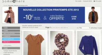 Bon plan Somewhere : 10 euros offerts pour 50 euros achats + livraison gratuite (code promo)