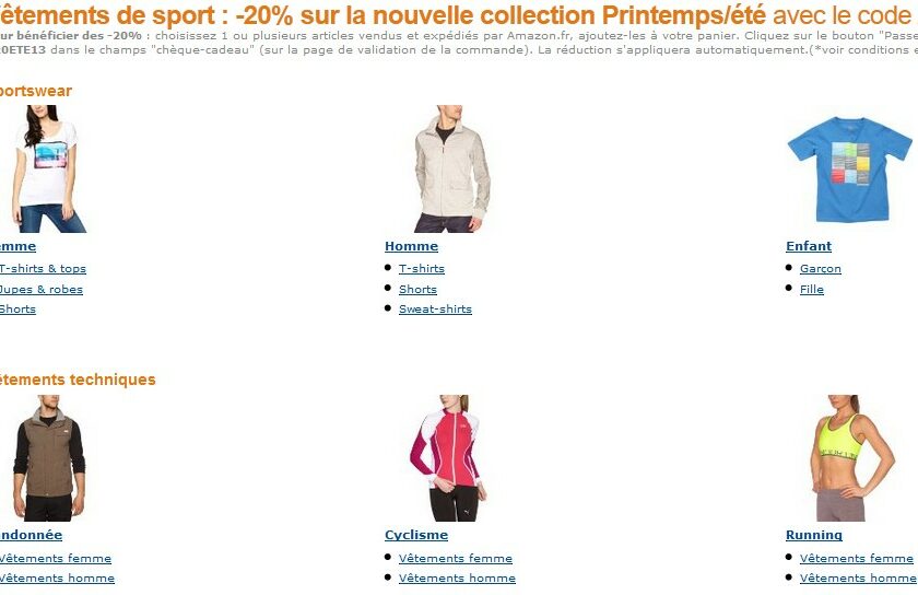 -20% sur vêtement de sport chez Amazon