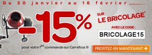 Code promo moins 15% sur le Bricolage sur Carrefour.fr 