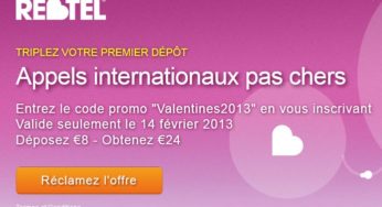 Code promo Rebtel : Appels internationaux vraiment pas cher (spécial St Valentin)