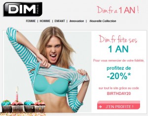 Moins 20% sur tout le site DIM aujourd’hui‏ seulement