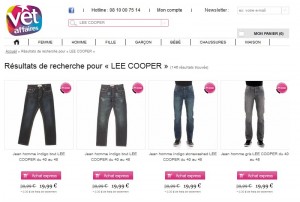 Jeans Lee Cooper à 19,99 euros chez Vet’Affaires 