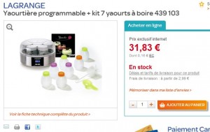 MINI PRIX! Yaourtière programmable Lagrange + kit 7 yaourts à boire pour moins de 35 euros 