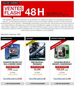 Moins 20% sur les consoles et jeux vidéo Vente Flash Adhèrent FNAC 