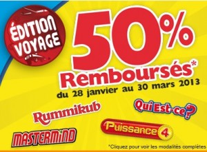 ODR : 50% remboursés sur les jeux de voyages Hasbro 