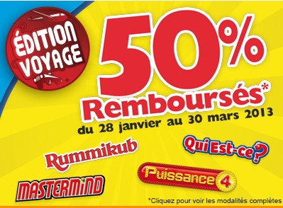 ODR : 50% remboursés sur les jeux de voyages Hasbro