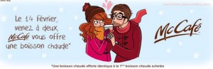 1 boisson chaude gratuite McCafe St Valentin