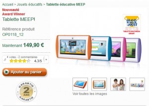 Tablette enfant MEEP Oregon Scientific 129 euros (+5 jeux gratuits) au lieu de 149 euros