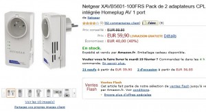 Vente flash 59,90 euros les 2 adaptateurs CPL 500 Mbit/s Netgear 