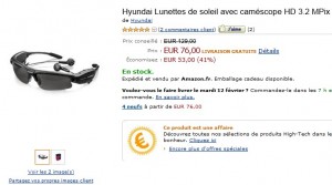 Vente flash lunette de soleil caméscope HD et lecteur MP3 intégrés à 76 euros (port inclus) au lieu de 129 euros