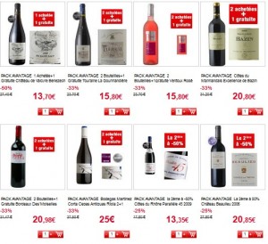 Vins en promo Auchan.fr (1 acheté=1 gratuite, 2 achetés=1 gratuite….)