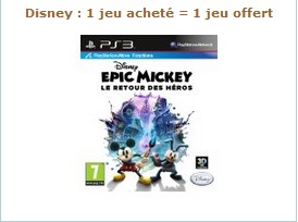 1 jeu vidéo Disney acheté = 1 jeu gratuit 