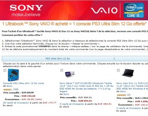 1 PC portable Sony acheté = 1 console PS3 gratuite