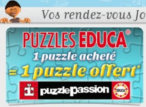 1 Puzzle Educa acheté = 1 Puzzle gratuit (immédiatement) chez JouéClub