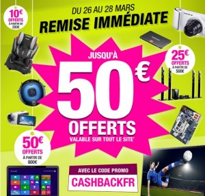 De 10, 25 à 50 euros de réduction pour 200 euros et plus d’achat chez Pixmania