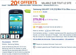 le plus bas prix Samsung GALAXY S III Mini 8 Go débloqué livré