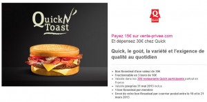 30 euros chez Quick pour 15 euros seulement