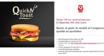 30 euros chez Quick pour 15 euros seulement
