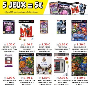 5 jeux vidéo pour 5 euros – Soldes CDiscount