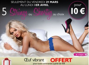 5 strings ou shortys aux choix pour 10 euros