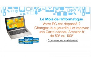 50 ou 100 euros offerts sur l’achat d’un PC chez Amazon