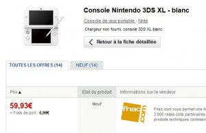 65,92 euros la Console Nintendo 3DS XL FNAC