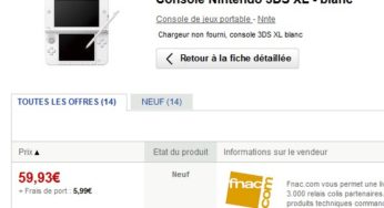 65,92 euros la Console Nintendo 3DS XL FNAC – EPUISEE