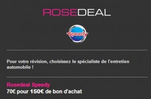 70 euros le bon d’achat Speedy de 150 euros 