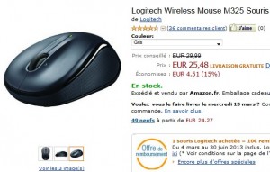 Logitech Wireless Mouse M325 Dark Silver moins chère chez Amazon