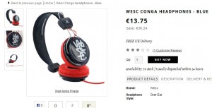 Casque WESC Conga à 13,75 euros (port inclus) – minimum le double ailleurs