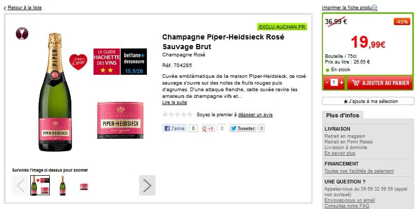 Champagne Piper-Heidsieck Rosé Sauvage 19,99 euros