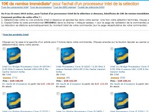 Code promo 10 euros sur l’achat d’un processeur Intel 