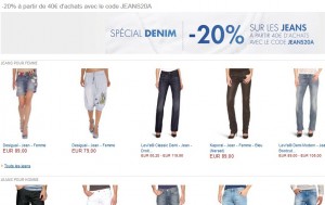 Code promo Amazon : -20% sur les jeans (à partir de 40 euros d’achats)