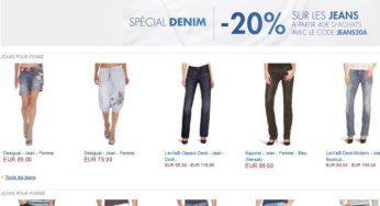 Code promo Amazon : -20% sur les jeans (à partir de 40 euros d’achats)