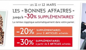 Galeries Lafayette : -20% sup. pour 2 articles achetés / -30% sup. pour 3 articles